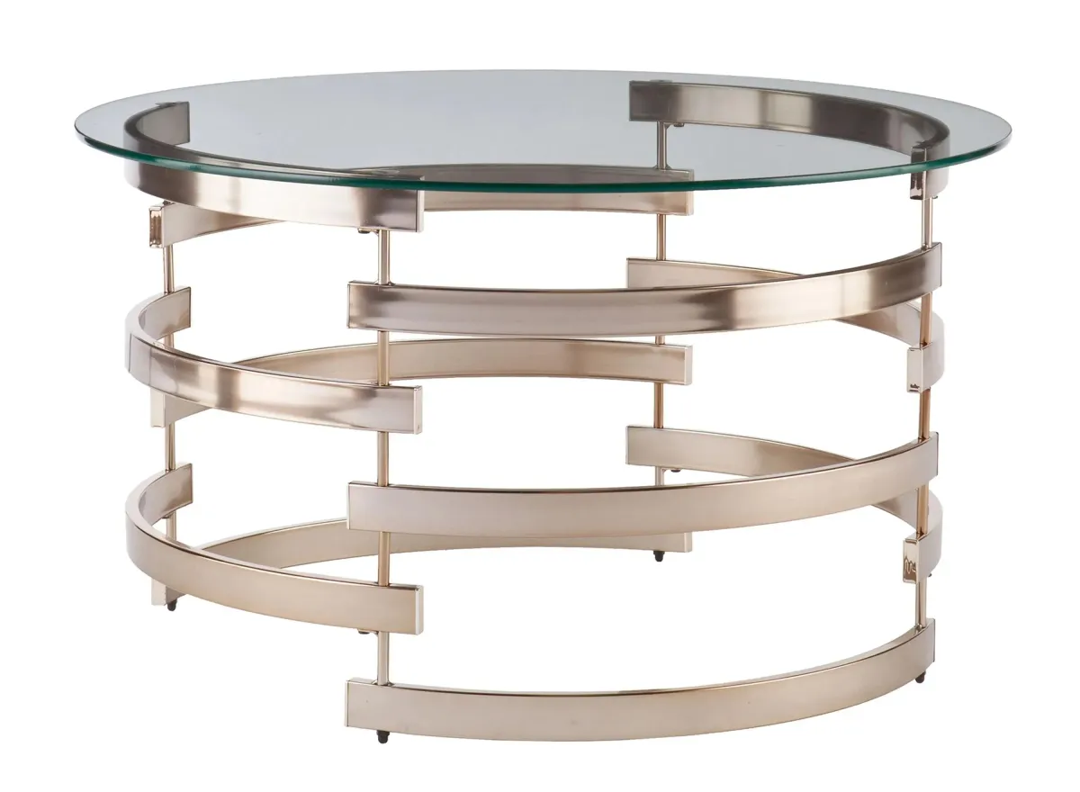 Gosport Round Cocktail Table in Champagne by SEI Furniture