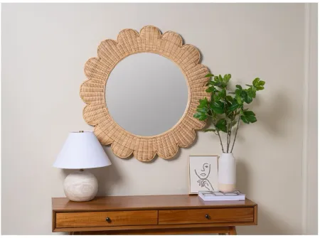 Daisy Wall Mirror in Natural Rattan by Cooper Classics