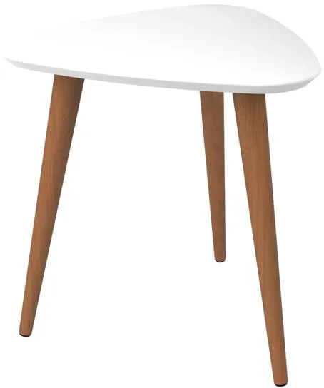 Utopia High Triangle End Table in White Gloss by Manhattan Comfort