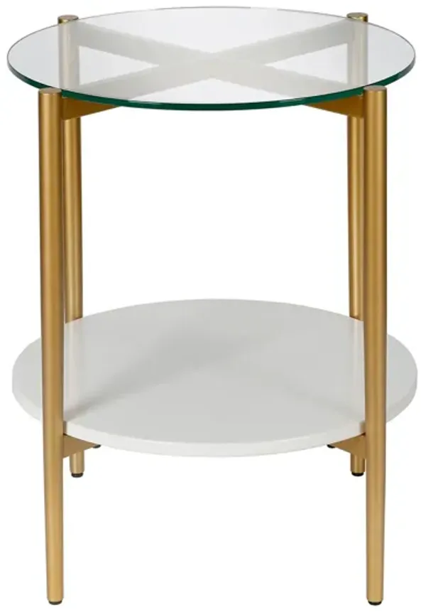 Otto Round Side Table with Lacquer Shelf