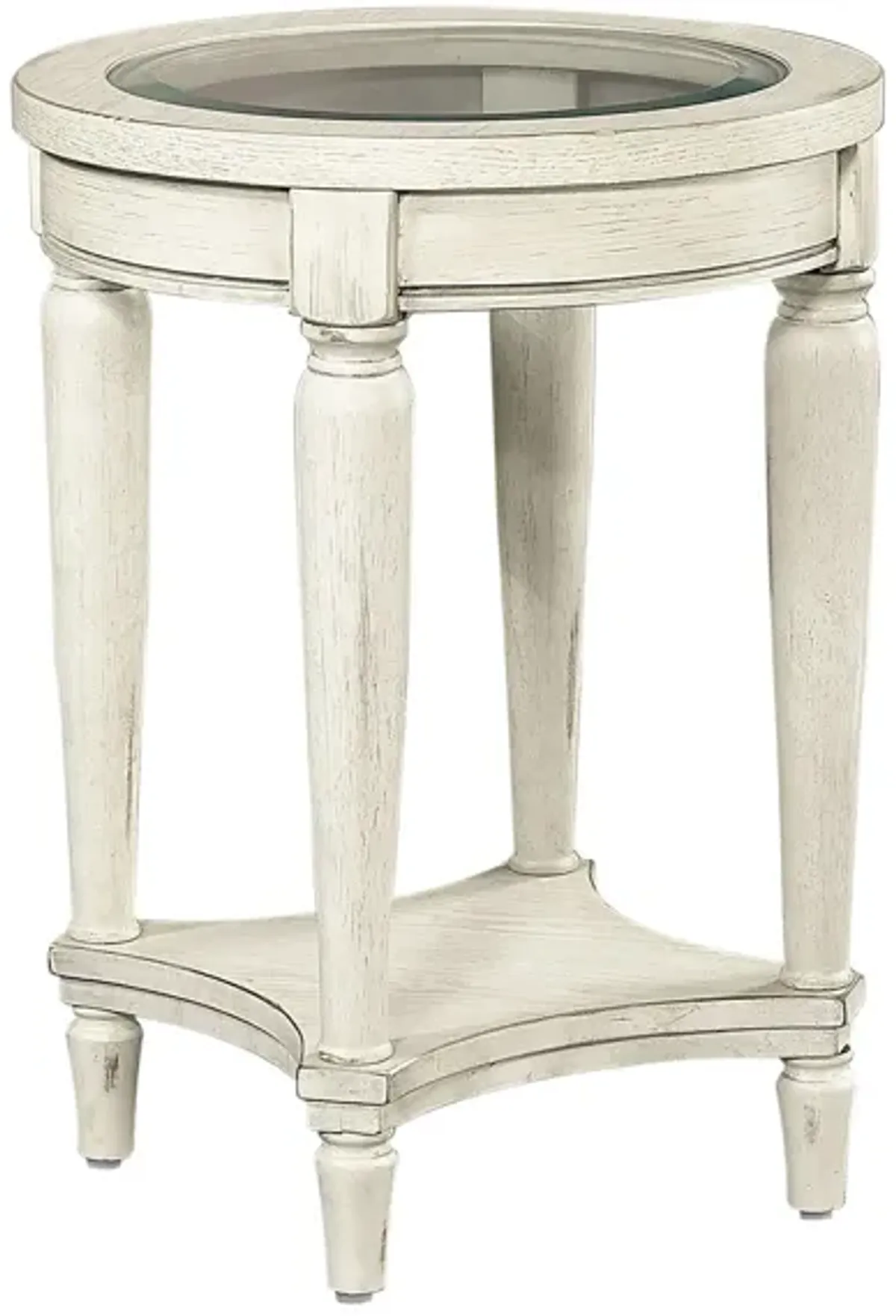 Radius Round Chairside Table in Alabaster by Aspen Home