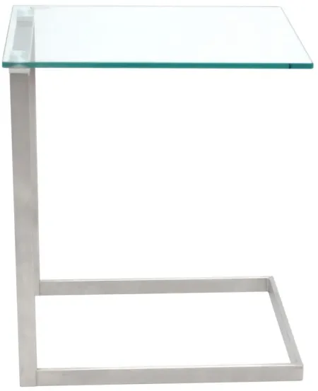 Zenn Rectangular Glass End Table in Silver by Lumisource