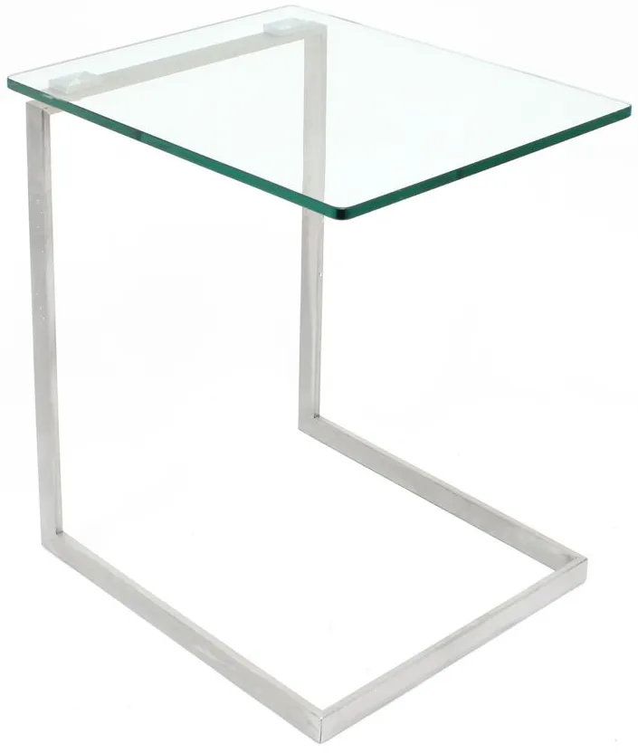 Zenn Rectangular Glass End Table in Silver by Lumisource