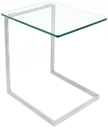 Zenn Rectangular Glass End Table in Silver by Lumisource