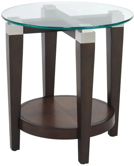 Dunhill Round End Table in Cappuccino by Bassett Mirror Co.