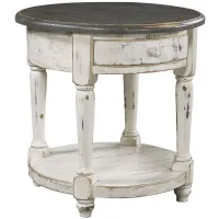Hinsdale Round End Table in Cottonwood by Aspen Home