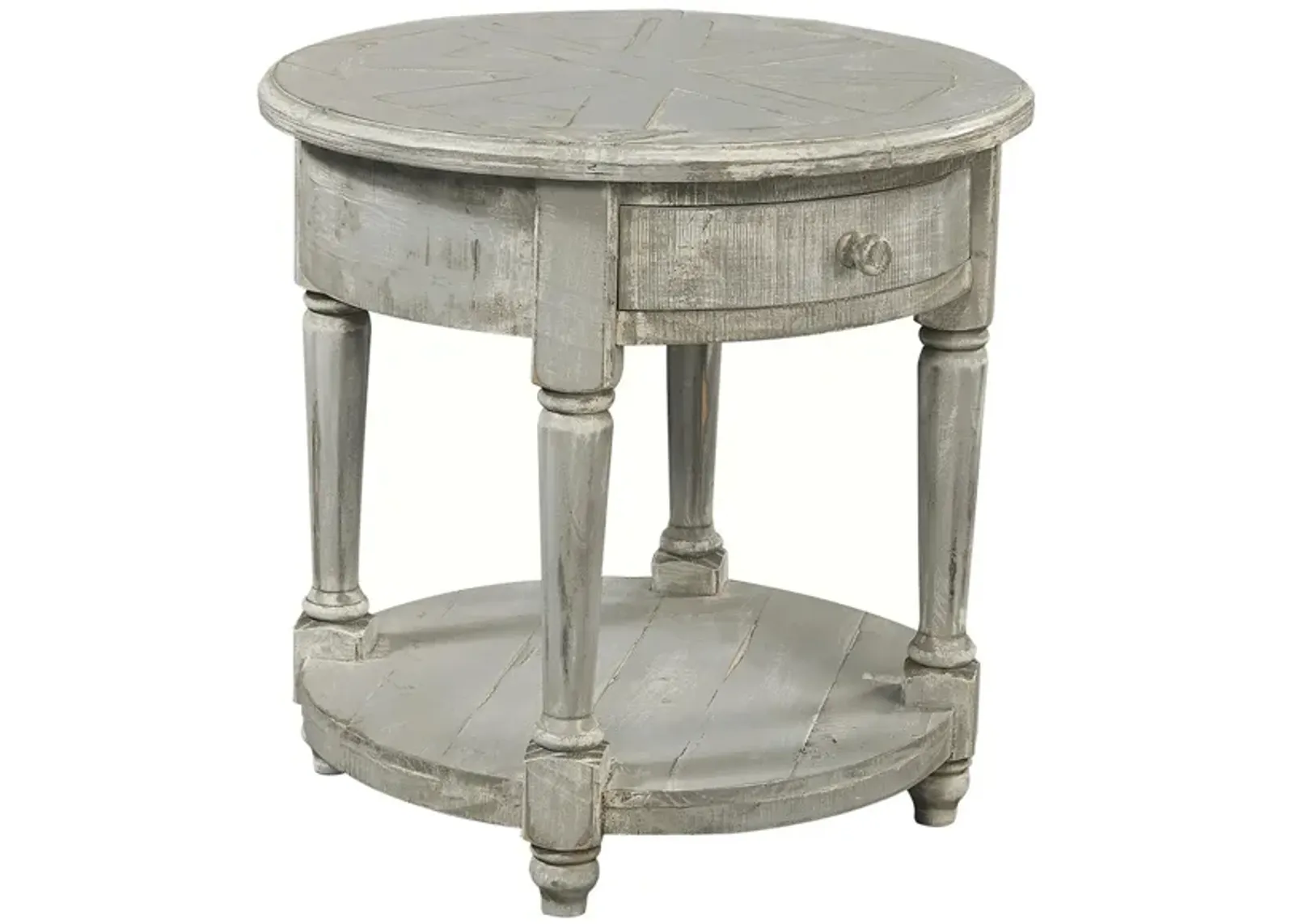 Hinsdale Round End Table in Greywood by Aspen Home