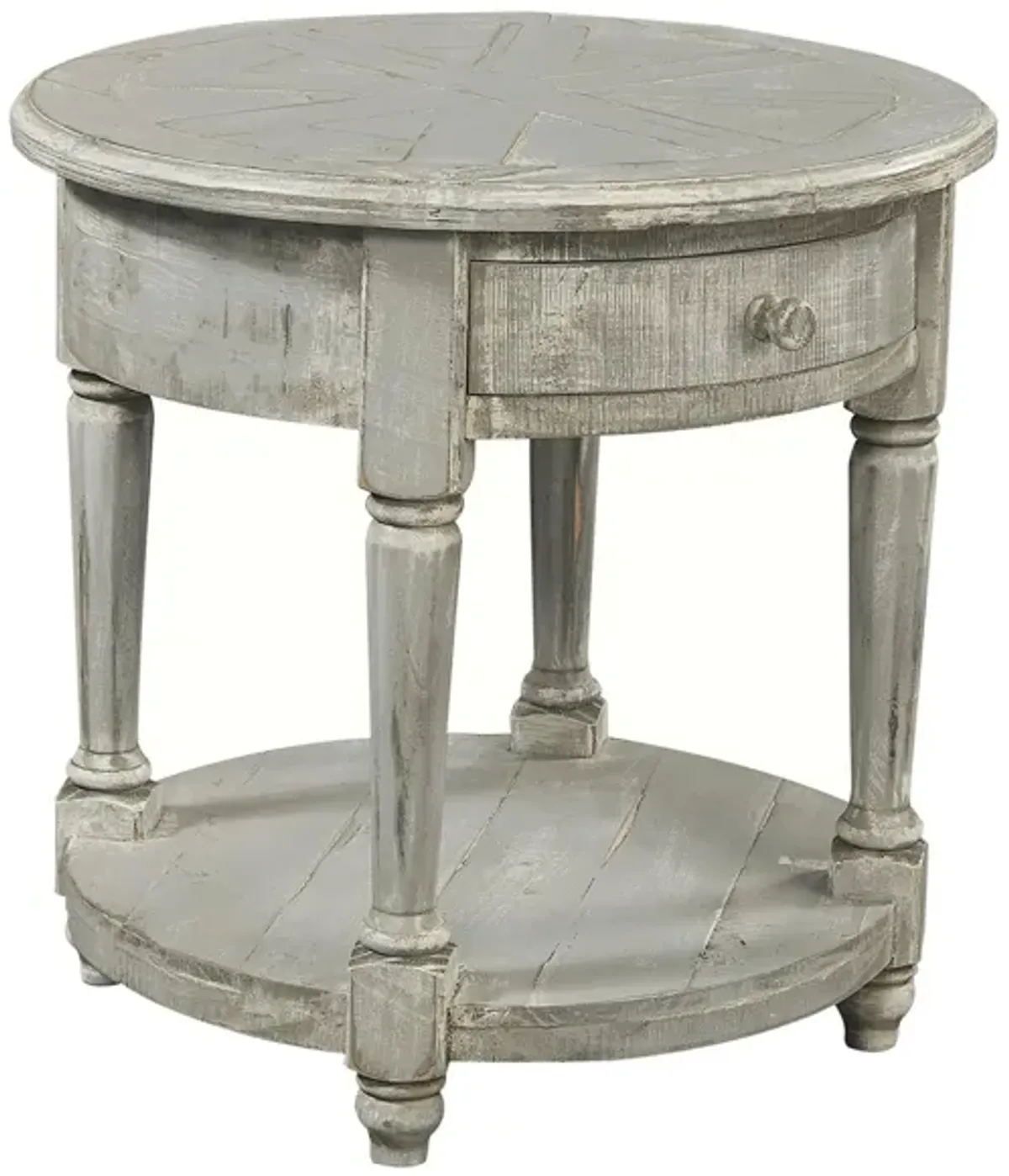 Hinsdale Round End Table in Greywood by Aspen Home