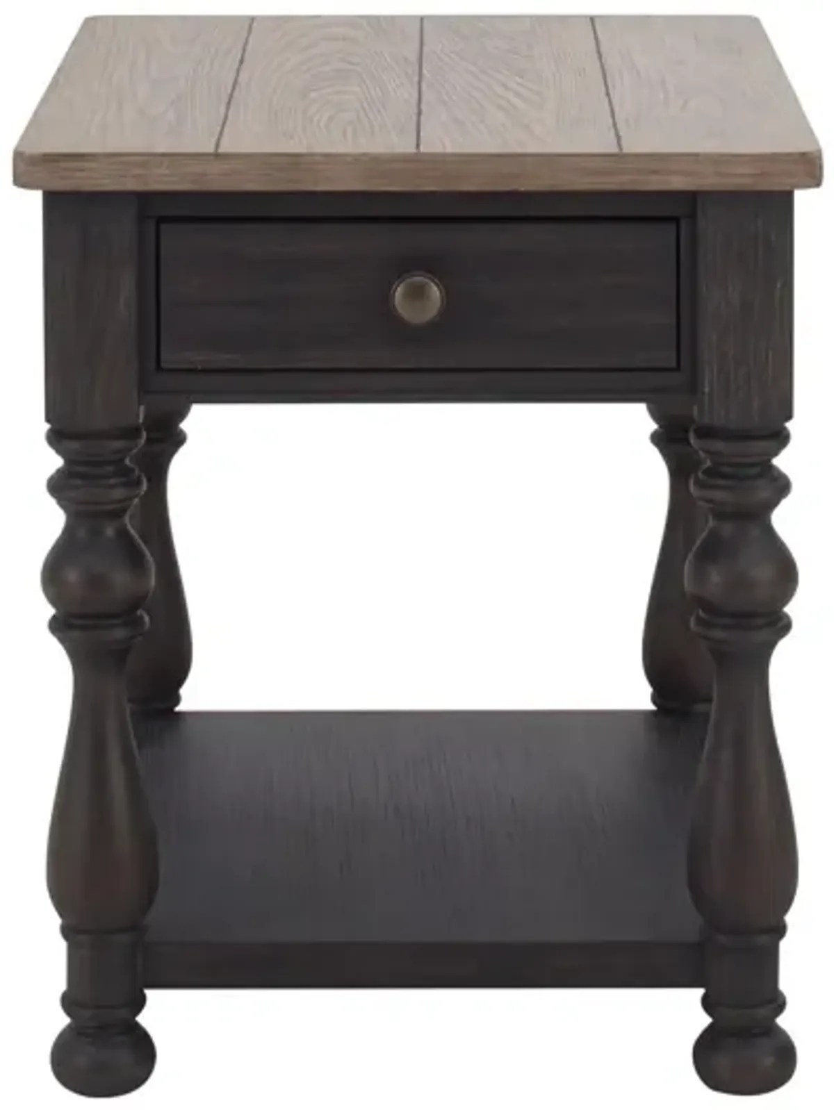 Villa Ridge Rectangular End Table in Antique Oak/Matte Black by Riverside Furniture