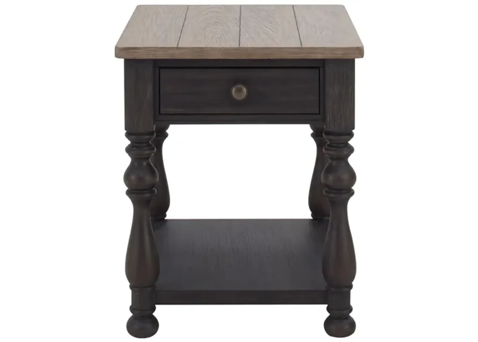 Villa Ridge Rectangular End Table in Antique Oak/Matte Black by Riverside Furniture