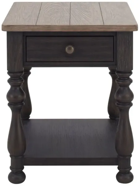 Villa Ridge Rectangular End Table in Antique Oak/Matte Black by Riverside Furniture