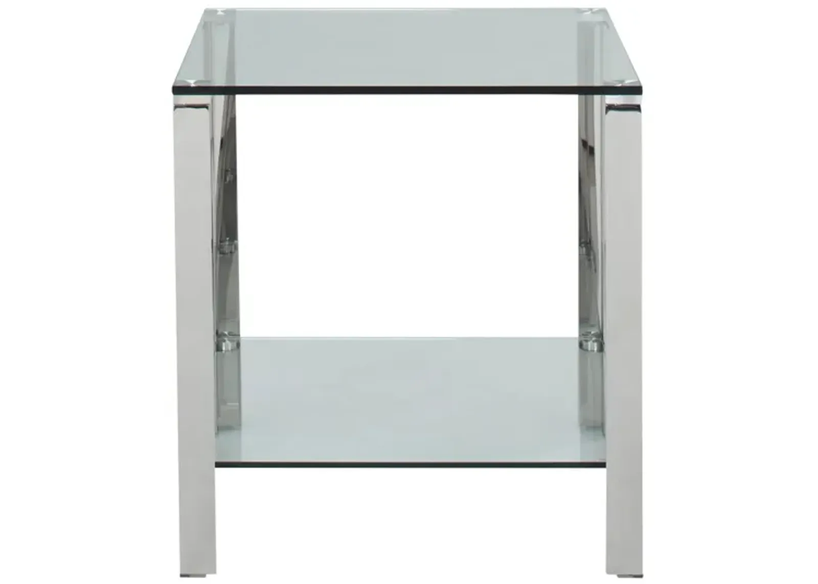 Arista End Table in Clear, Polished SS by Chintaly Imports