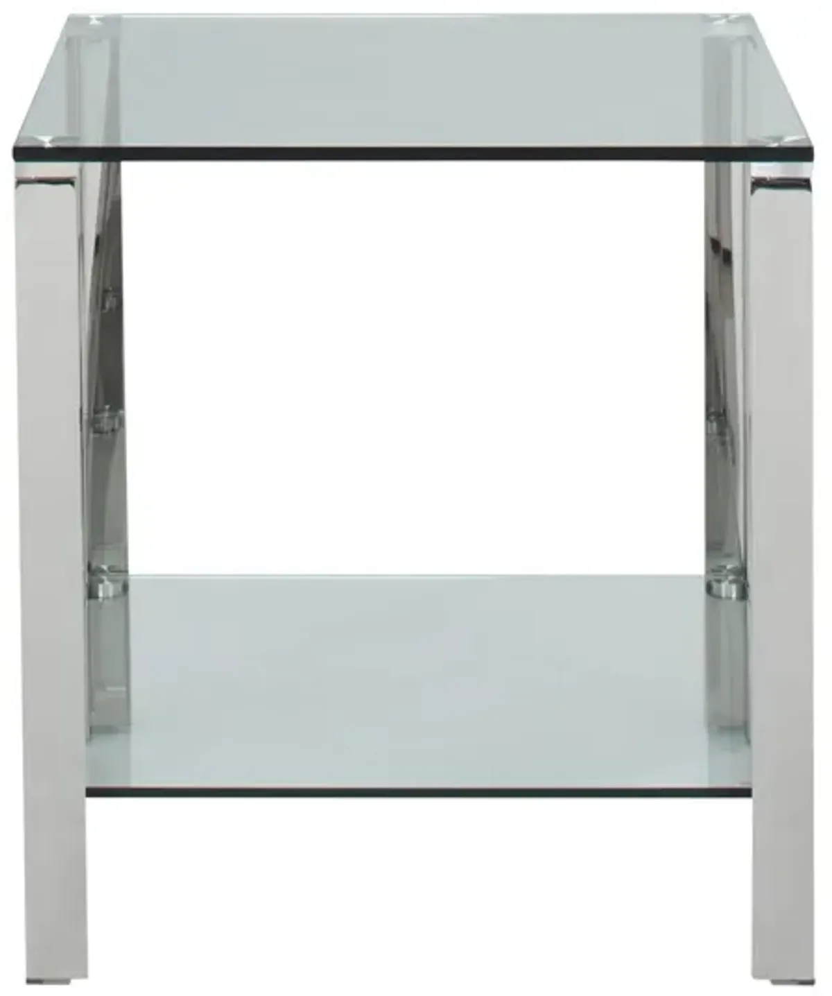 Arista End Table in Clear, Polished SS by Chintaly Imports