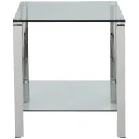 Arista End Table in Clear, Polished SS by Chintaly Imports