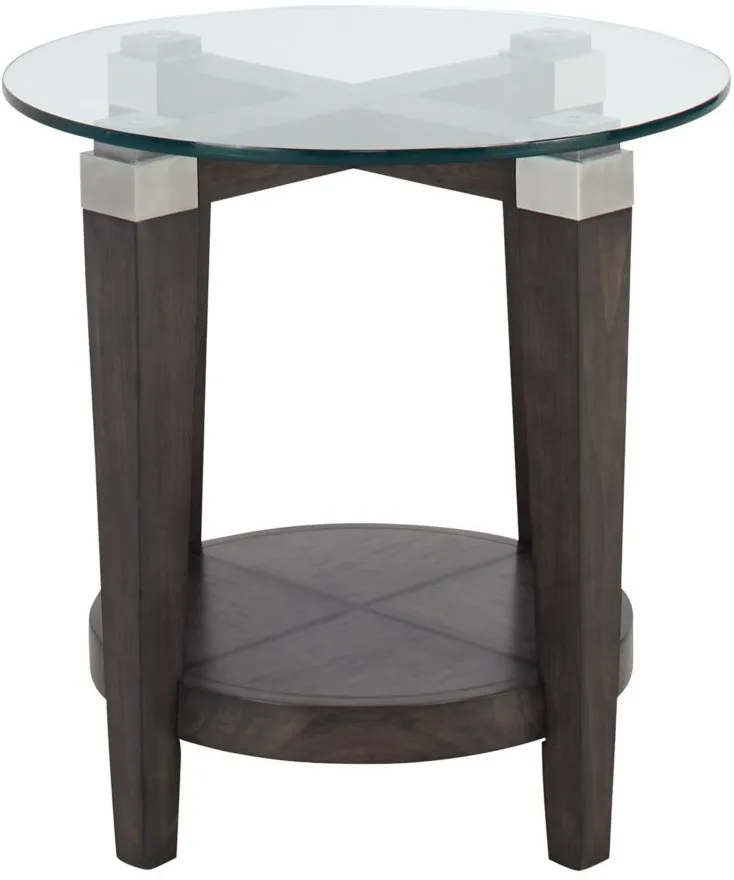 Dunhill Round End Table in Oyster Gray by Bassett Mirror Co.