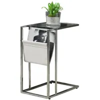 Keuka Accent Table w/ Magazine Holder in White / Chrome by Monarch Specialties