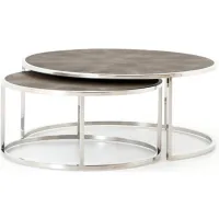 Shagreen Nesting Coffee Table in Stainless by Four Hands
