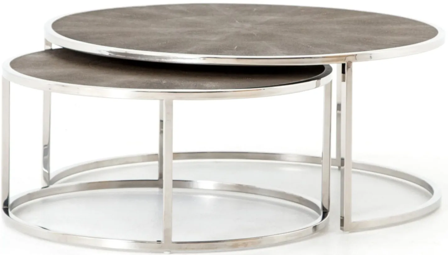 Shagreen Nesting Coffee Table in Stainless by Four Hands