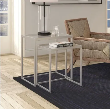 Ophelia Nesting End Table Set in Satin Nickel by Hudson & Canal