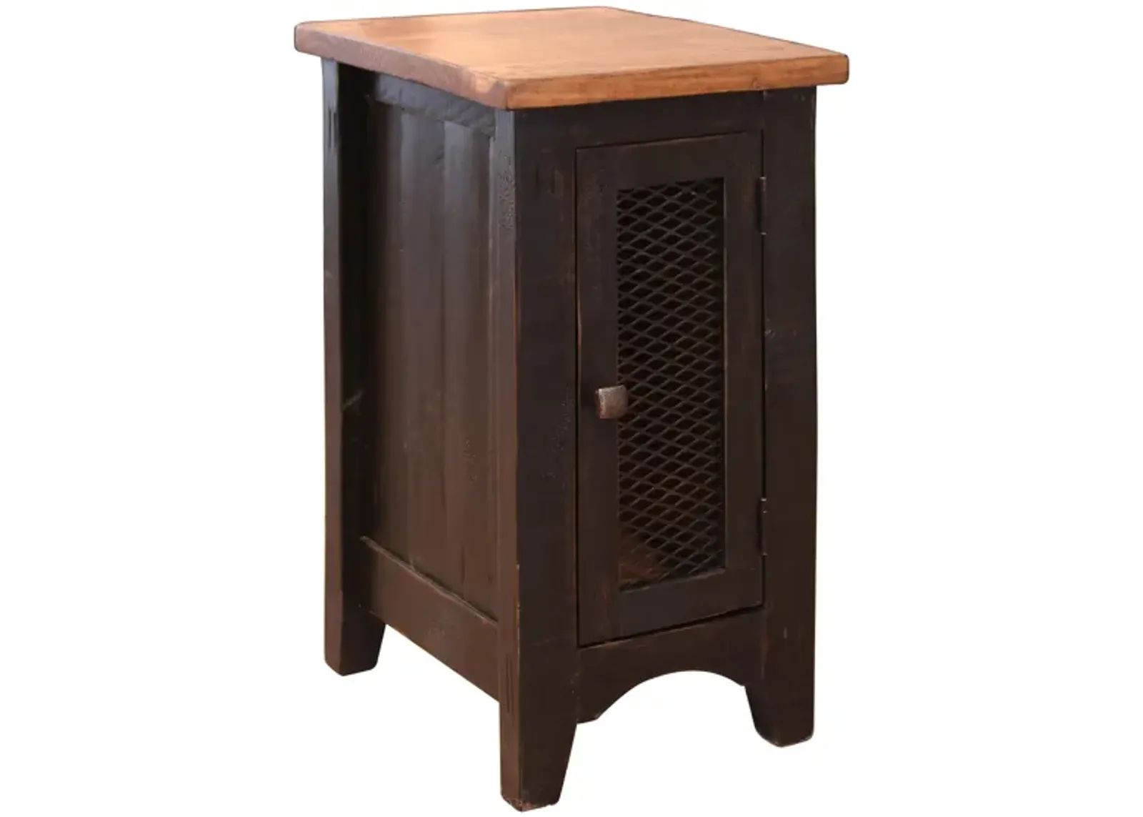 Pueblo Rectangular Chairside Table in Distressed Black by International Furniture Direct