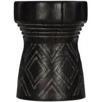 Commerce & Market Carved Stump Side Table in Black painted with diamond motif by Hooker Furniture
