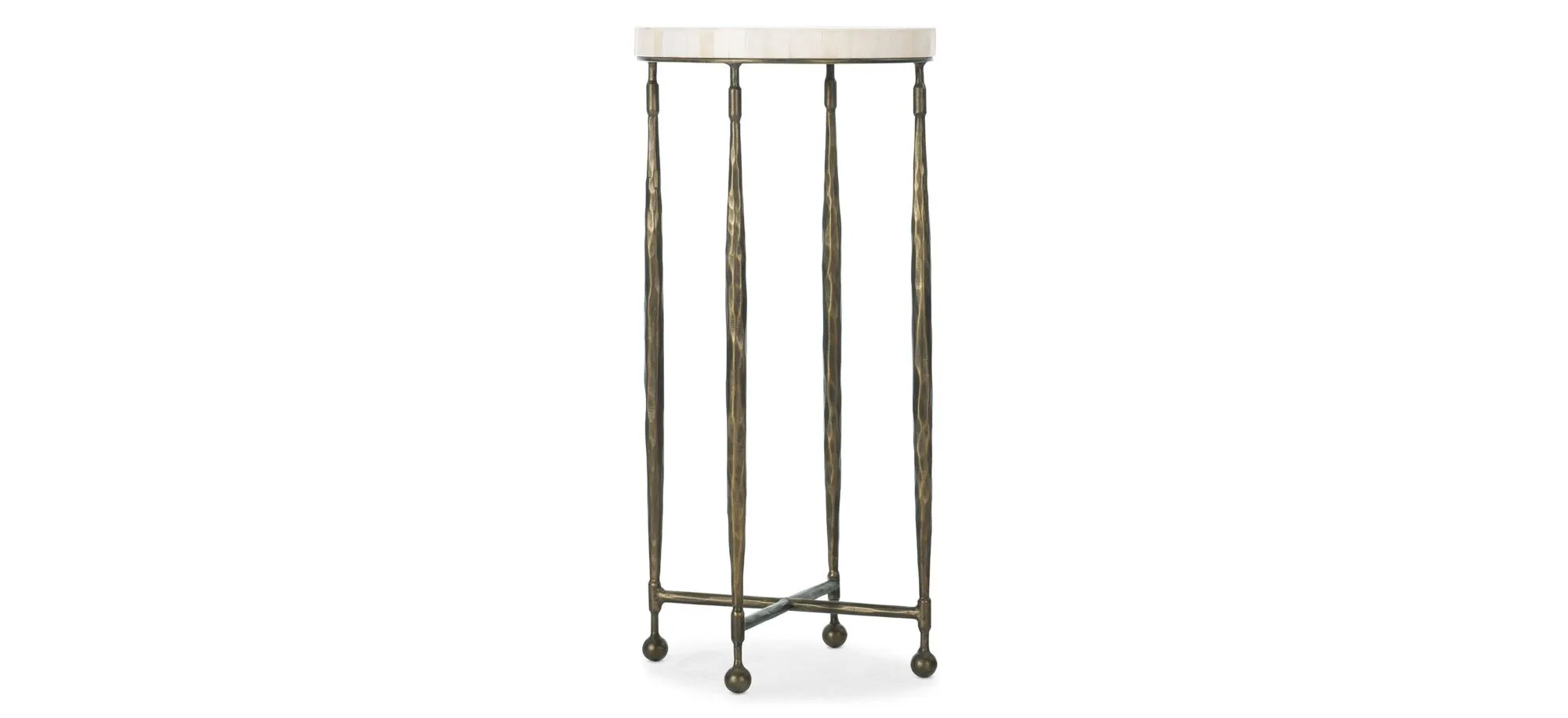 Commerce & Market Martini Table in Bronze metal base with natural bone inlay top by Hooker Furniture