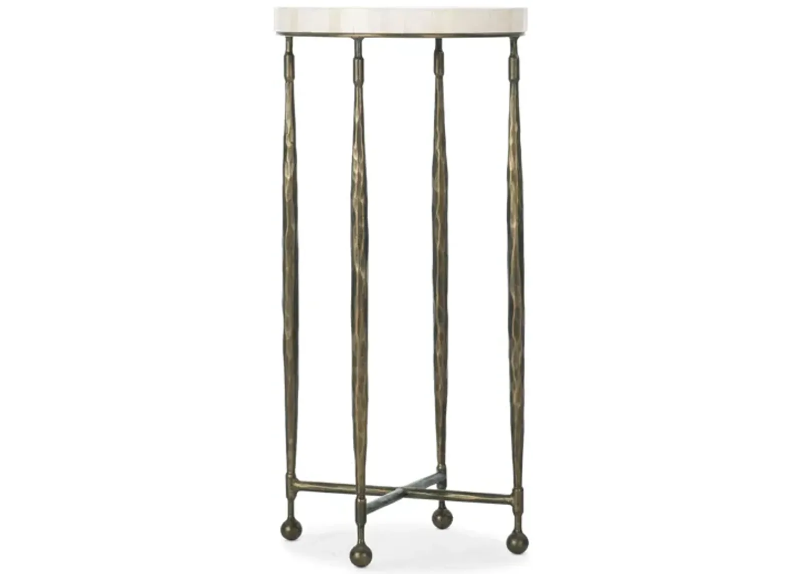 Commerce & Market Martini Table in Bronze metal base with natural bone inlay top by Hooker Furniture