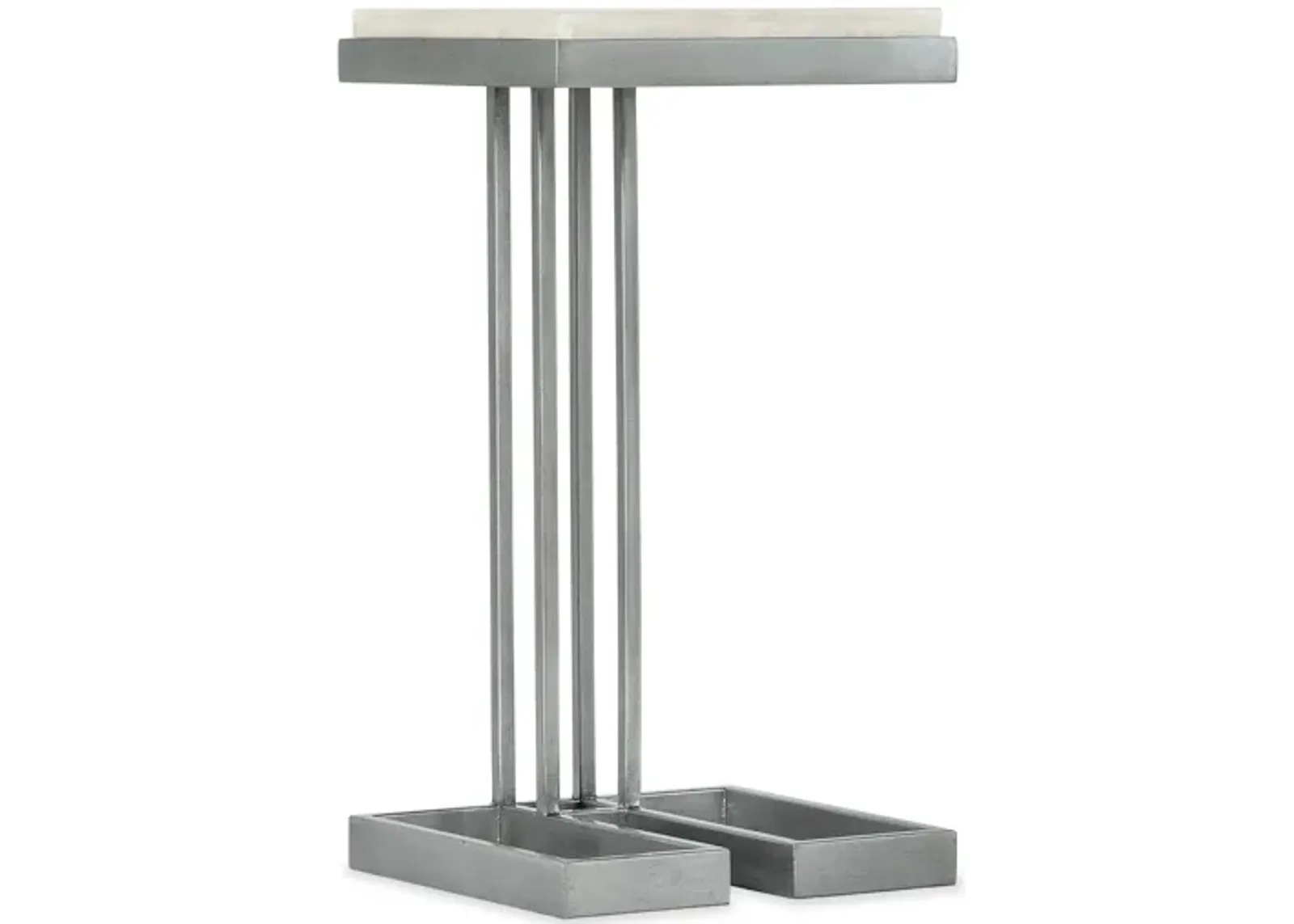 Melange Marin Drink Table in Pewter metal base with tumbled white onyx by Hooker Furniture