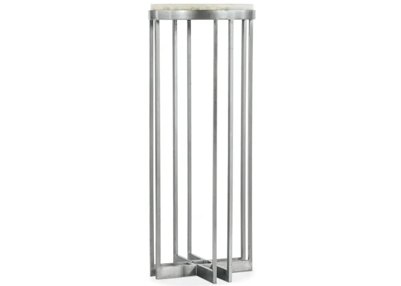 Melange Marin 36in Accent End Table in Pewter metal base with tumbled white onyx by Hooker Furniture