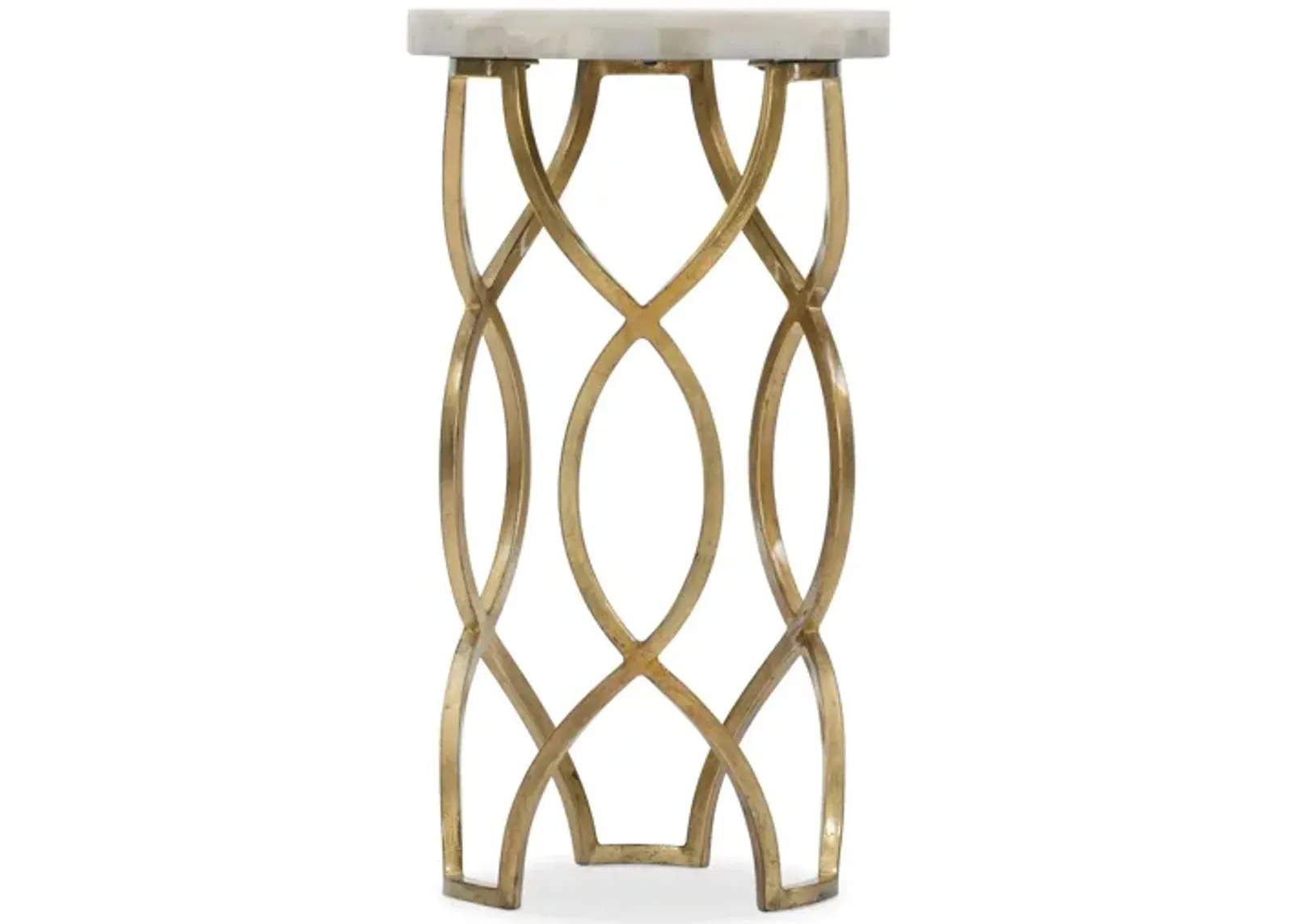 Melange Corrina Martini Table in Gold leaf metal base with White Onyx top by Hooker Furniture