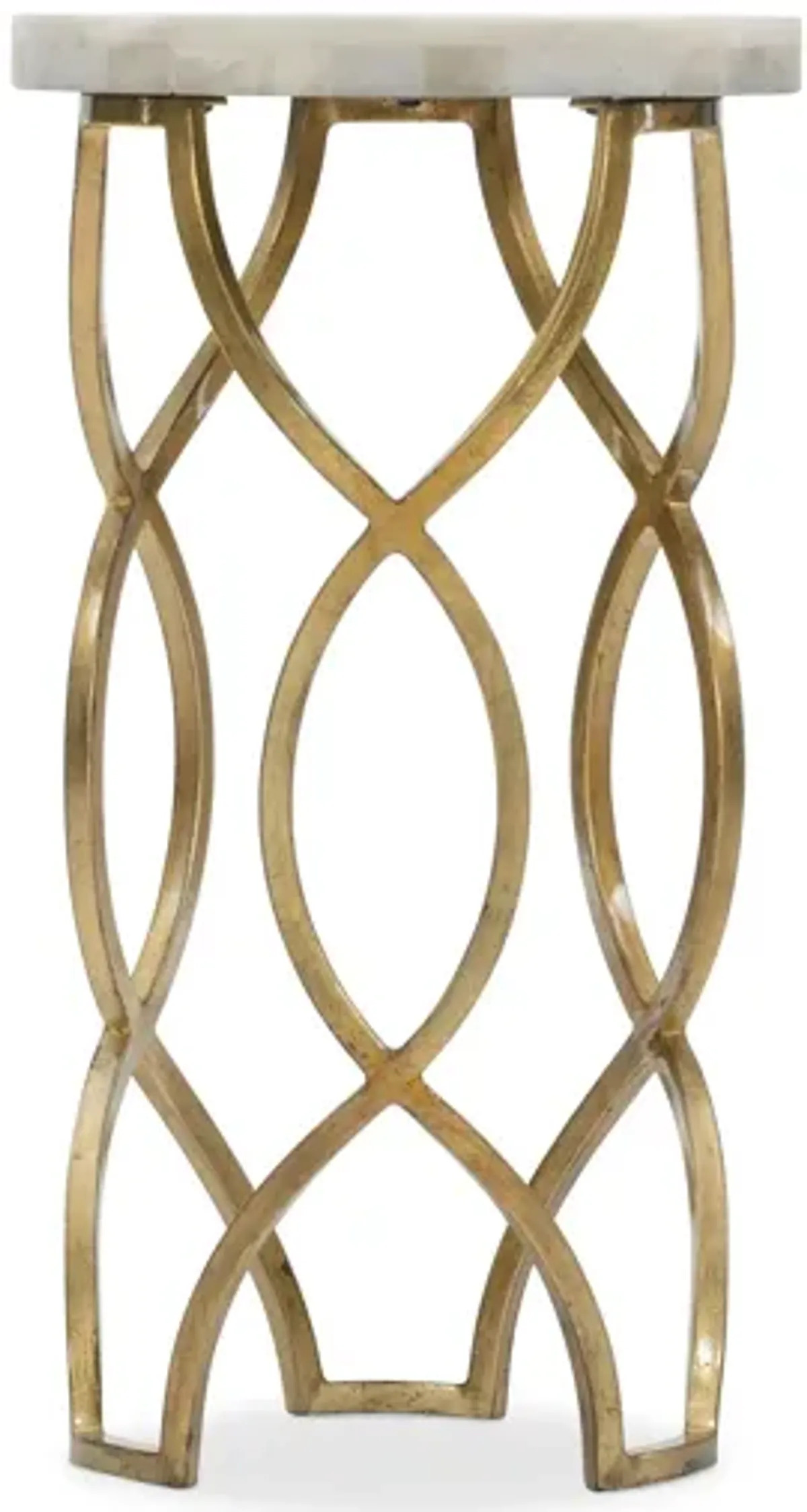 Melange Corrina Martini Table in Gold leaf metal base with White Onyx top by Hooker Furniture