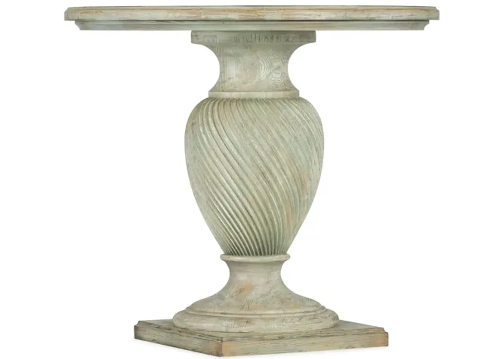 Traditions Round End Table in Pistachio, a muted accent finish with a subtle green hue by Hooker Furniture