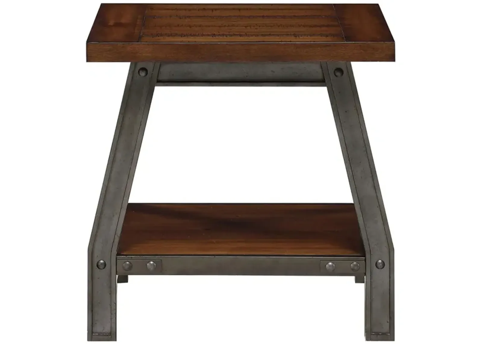 Dayton End Table in 2-Tone Finish (Rustic Brown & Gunmetal) by Homelegance