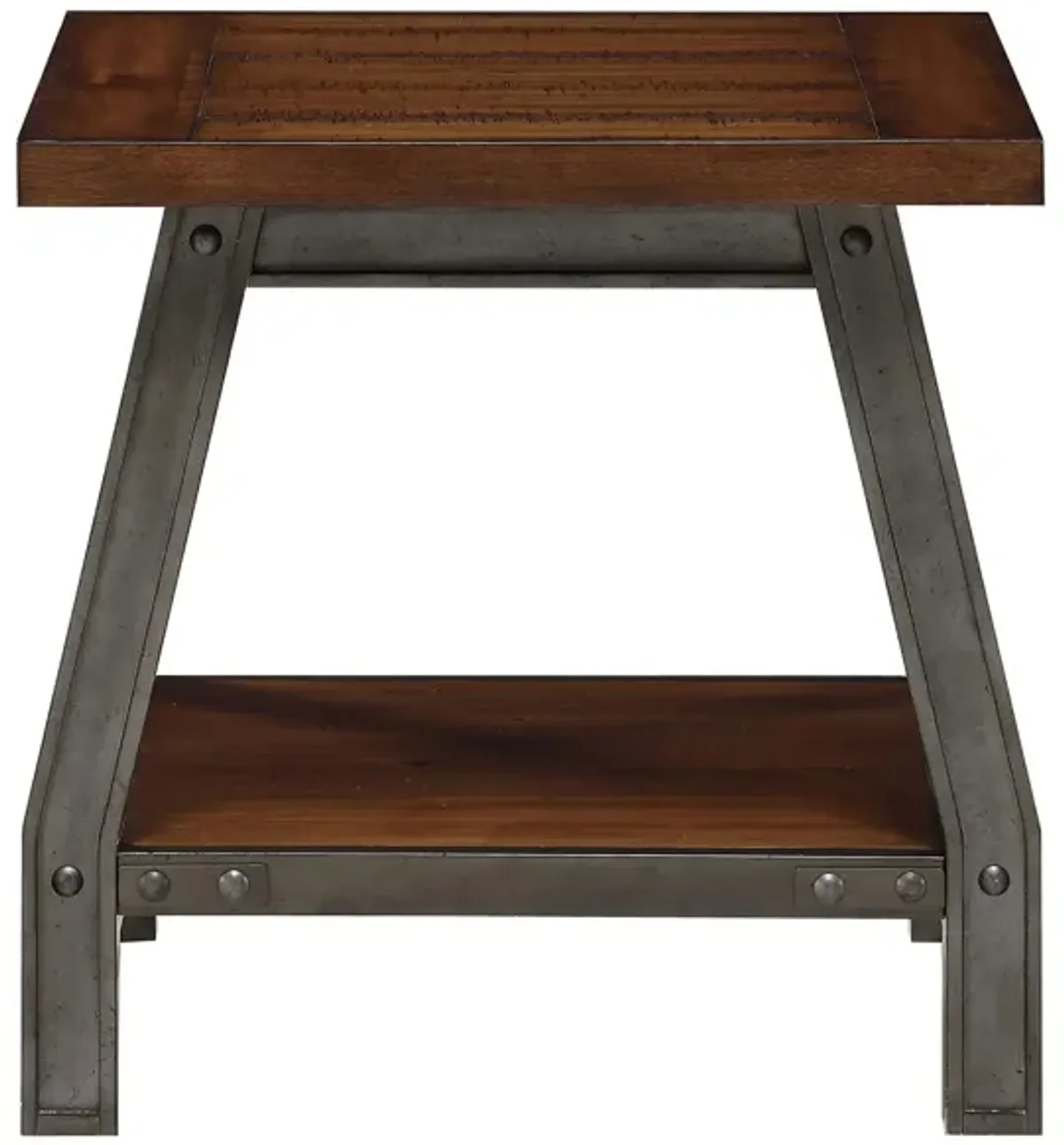 Dayton End Table in 2-Tone Finish (Rustic Brown & Gunmetal) by Homelegance