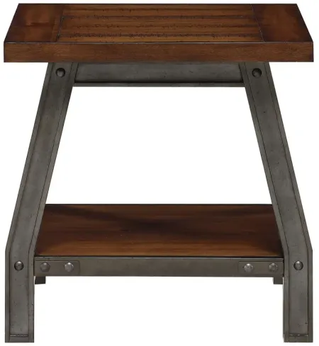Dayton End Table in 2-Tone Finish (Rustic Brown & Gunmetal) by Homelegance