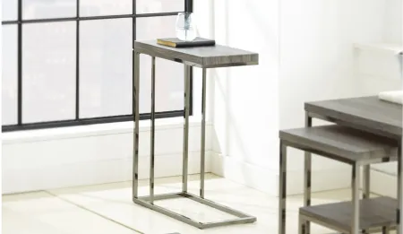 Lucia Chairside End Table w/Nickel in Grey Driftwood by STEVE SILVER COMPANY