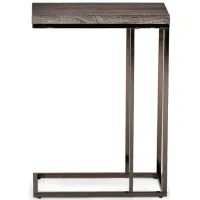 Lucia Chairside End Table w/Nickel in Grey Driftwood by STEVE SILVER COMPANY