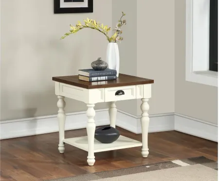 Joanna End Table in Two-tone ivory and mocha finish by STEVE SILVER COMPANY