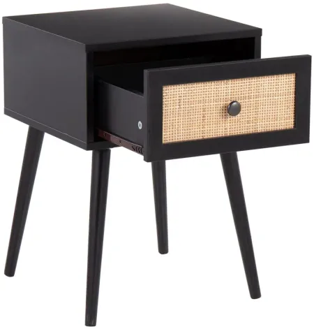 Bora Bora End Table in Black Wood, Rattan by Lumisource