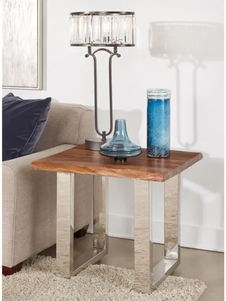 Brownstone 2.0 End Table in Brown & Chrome by Coast To Coast Imports
