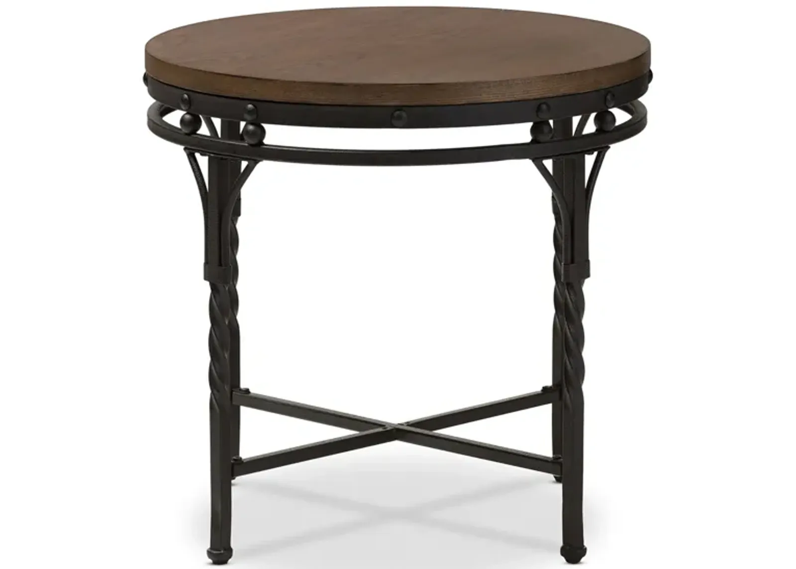 Austin Round End Table in Brown/Antique Bronze by Wholesale Interiors