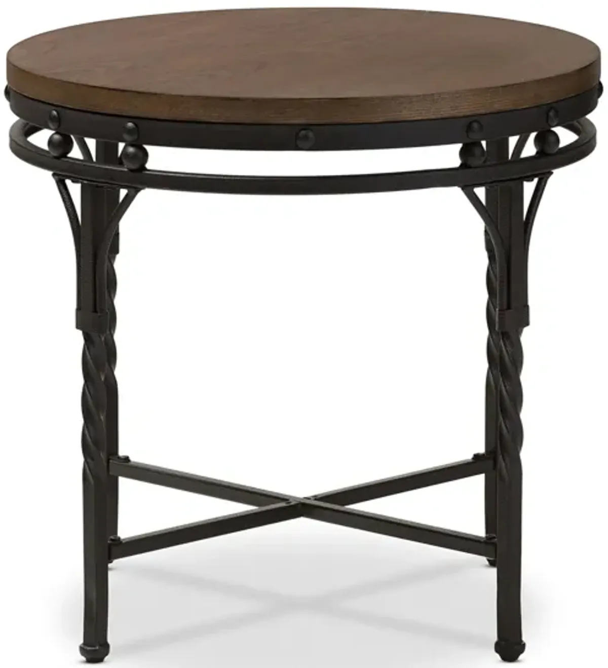 Austin Round End Table in Brown/Antique Bronze by Wholesale Interiors