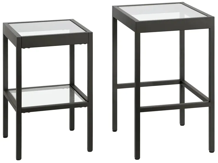 Alexis Rectangular Nested Side Table Set in Blackened Bronze by Hudson & Canal