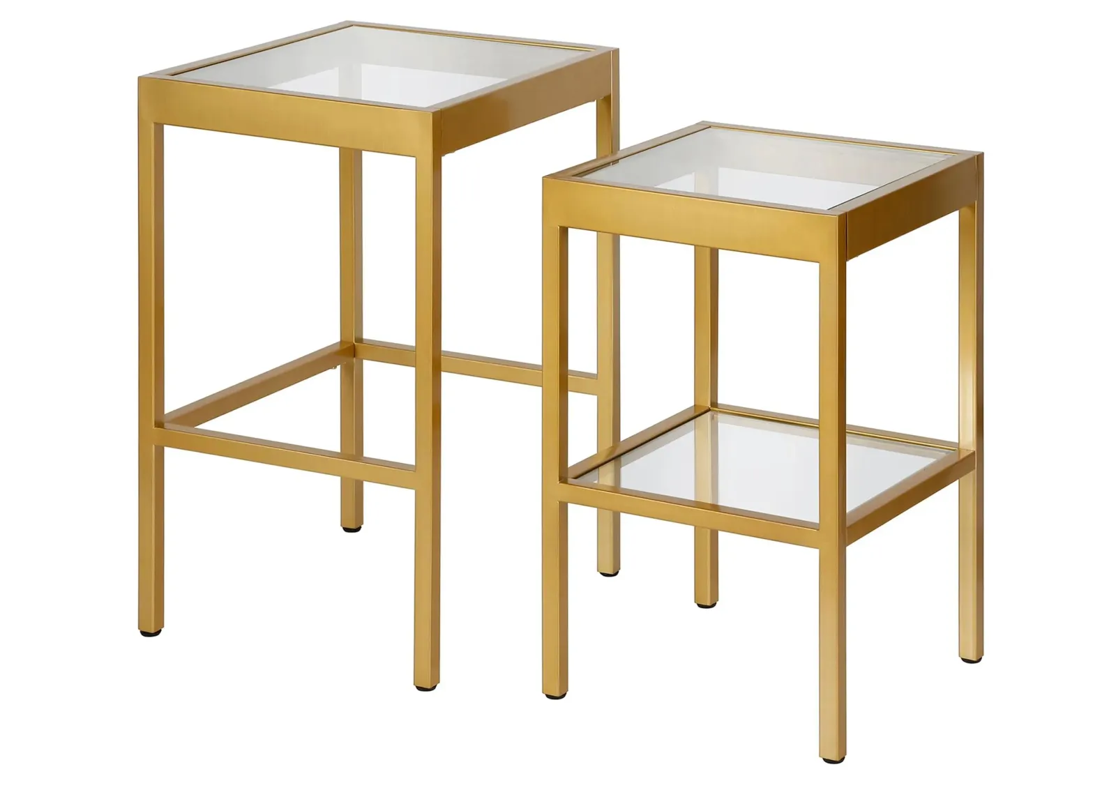 Alexis Rectangular Nested Side Table Set in Brass by Hudson & Canal