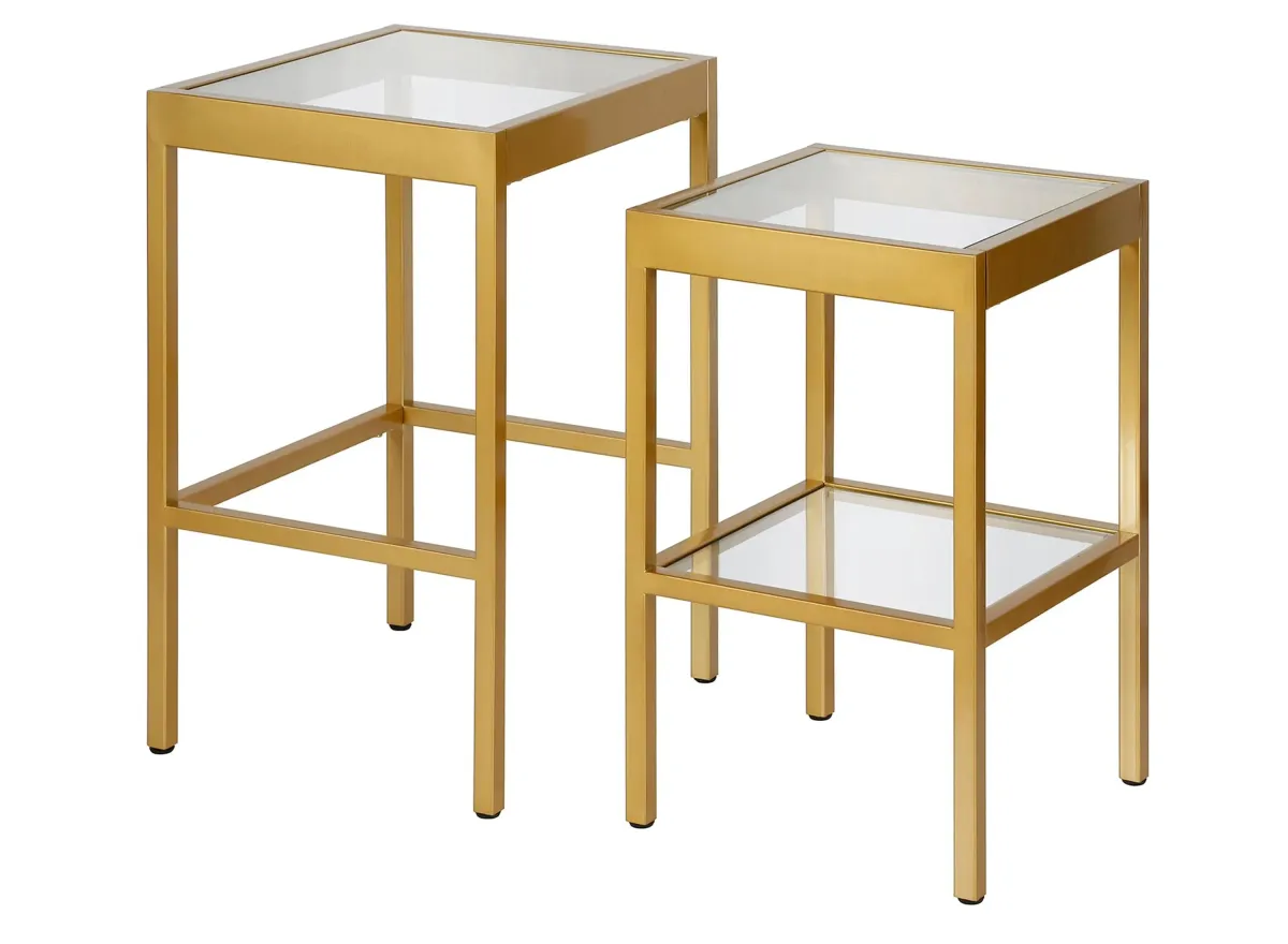 Alexis Rectangular Nested Side Table Set in Brass by Hudson & Canal