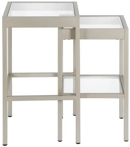 Alexis Rectangular Nested Side Table Set in Nickel by Hudson & Canal