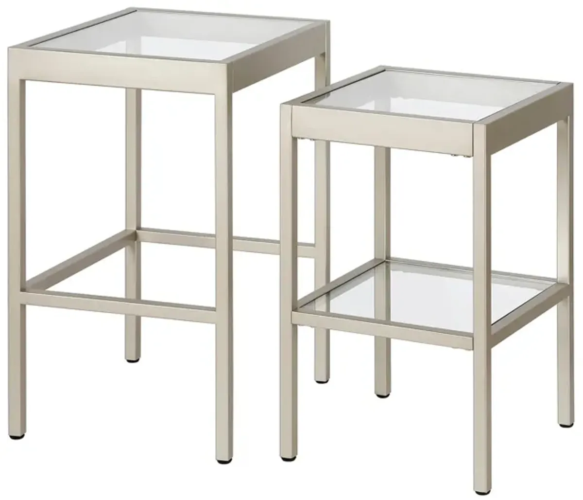 Alexis Rectangular Nested Side Table Set in Nickel by Hudson & Canal