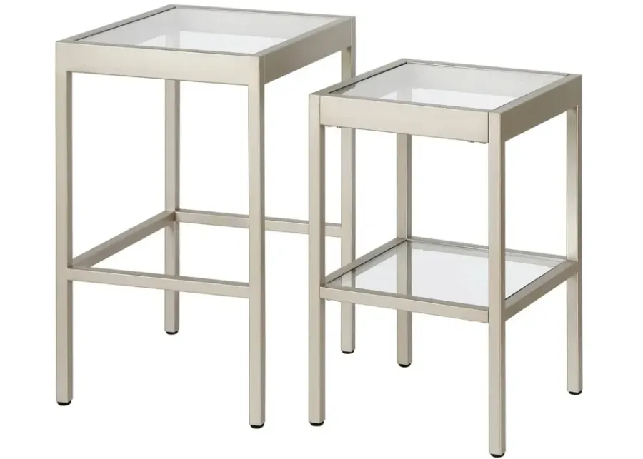 Alexis Rectangular Nested Side Table Set in Nickel by Hudson & Canal