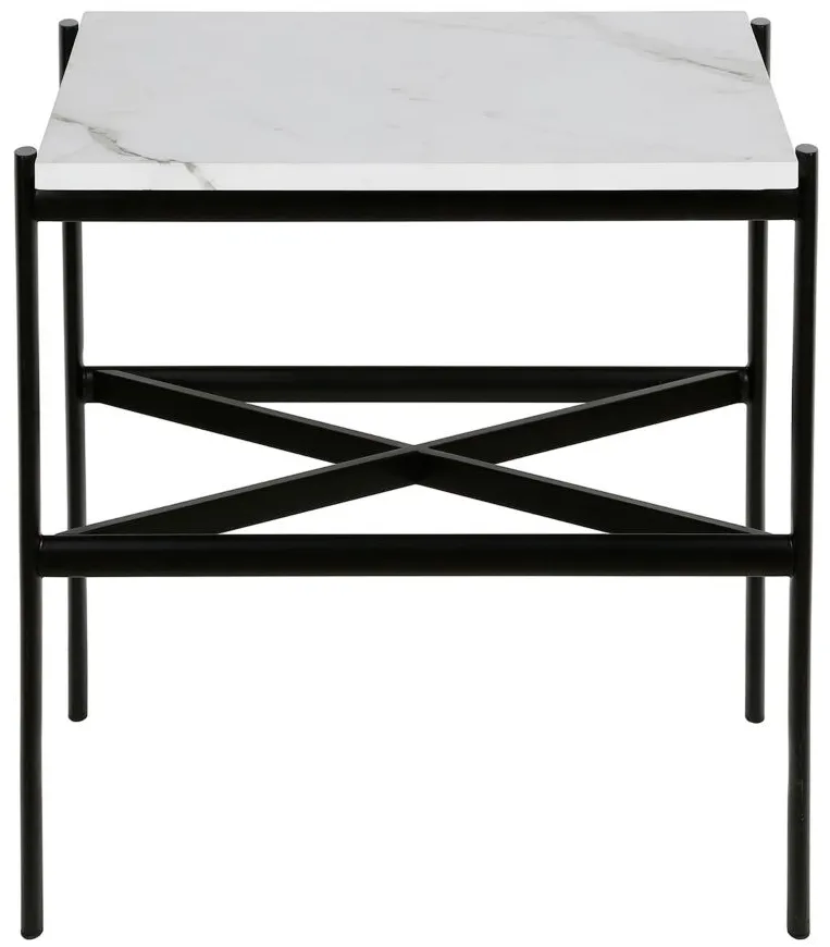 Braxton Rectangular Side Table with Faux Marble Top in Blackened Bronze by Hudson & Canal
