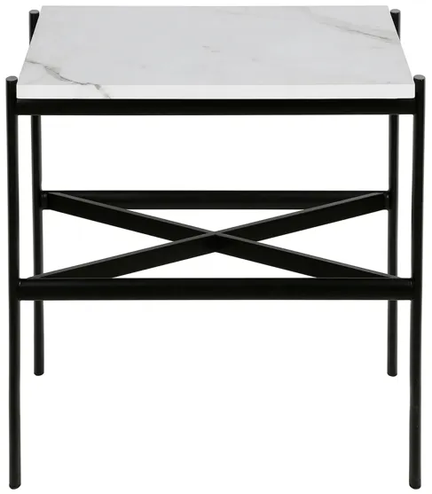 Braxton Rectangular Side Table with Faux Marble Top in Blackened Bronze by Hudson & Canal